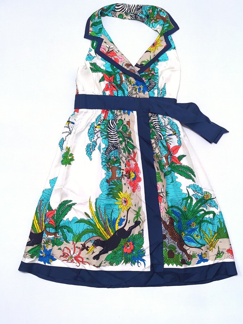 Tibi Silk Tropical Print Wrap Dress Halter Resort Size 4 - Picture 5 of 12